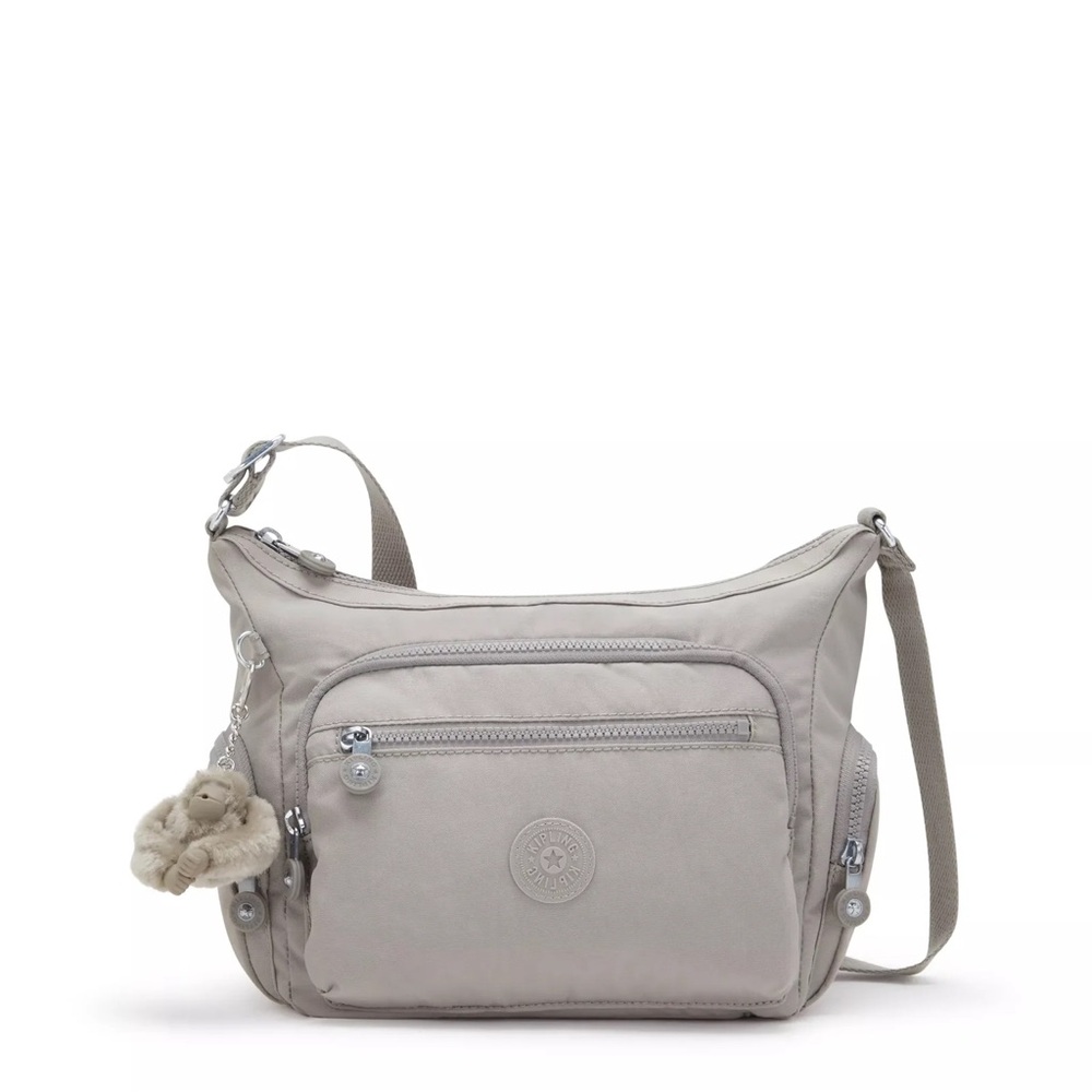 NWT Kipling Gabbie Small Grey Gris Crossbody Bag Purse Nylon Monkey Travel - Picture 2 of 16
